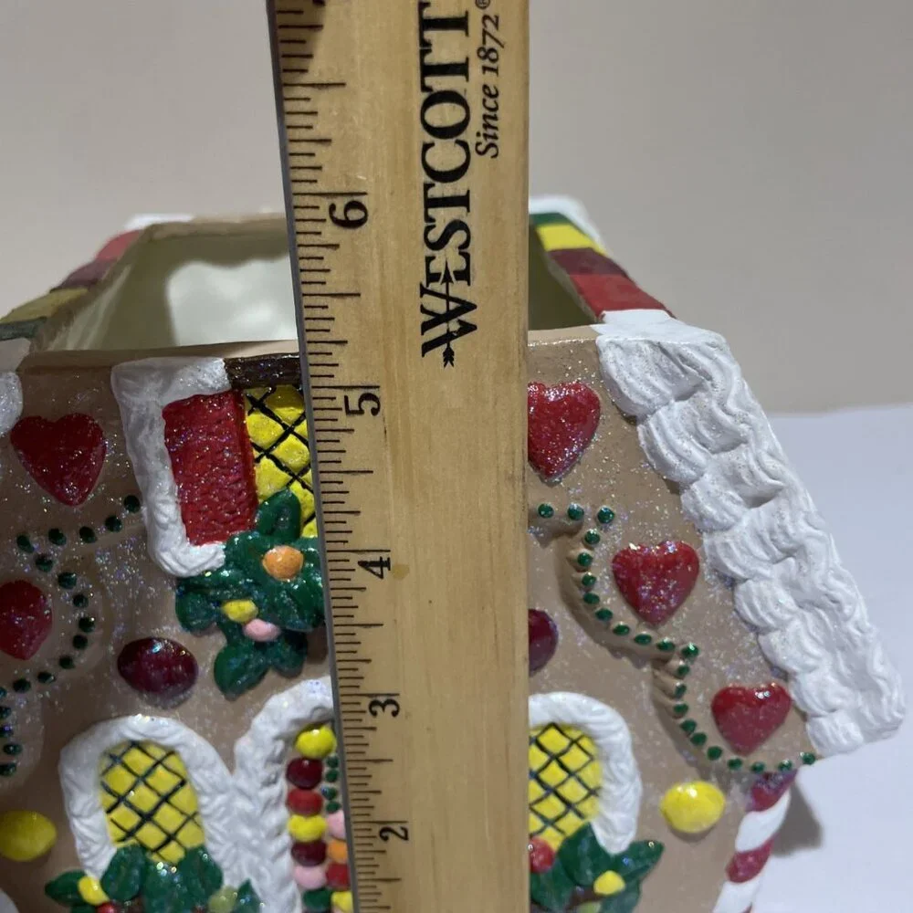 Vintage Handcrafted Gingerbread House Cookie Jar Canister Colorful Glitter 9